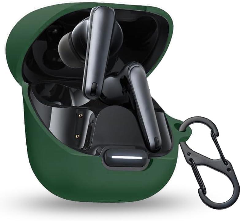 Odejaa liberty 4 NC用 ケースカバー liberty 4 nc 用カバー シリコン製 全面保護 落下防止 紛失防止 キズ防止 耐衝撃 軽量 装着充電可能 カラビナ付き (濃い緑)