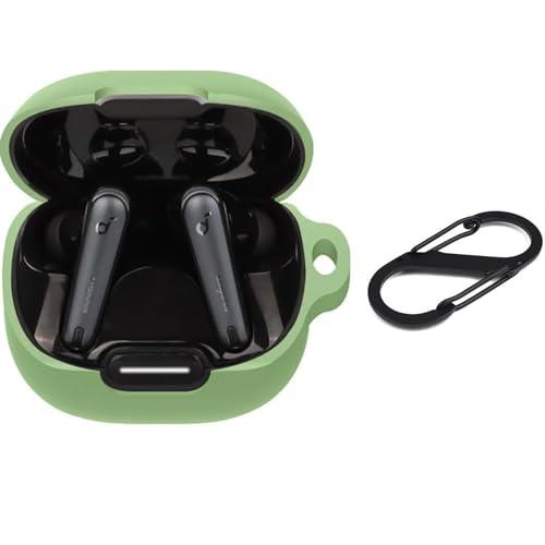 Odejaa liberty 4 NC用 ケースカバー liberty 4 nc 用カバー シリコン製 全面保護 落下防止 紛失防止 キズ防止 耐衝撃 軽量 装着充電可能 カラビナ付き (ライトグリーン)