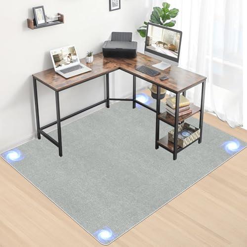 チェアマット 140×160cm 椅子 マット WEIDUOYI 床保護マット pcチェア マット デスクマット 椅子 厚さ4 mm 椅子の下に敷くマットキズ防止 凹み防止 床保護シートズレない 滑り止め 丸洗い可能セルフ粘着 (ライトグレー)