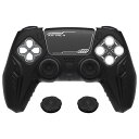 PlayVital ps5コントローラー対応用グリップカバー、ps5対応用プレミアムシリコンカバー、ps5対応用サイバーメカデザイン保護カバー、カバー付けたままps5 充電ドック対応します-ブラック