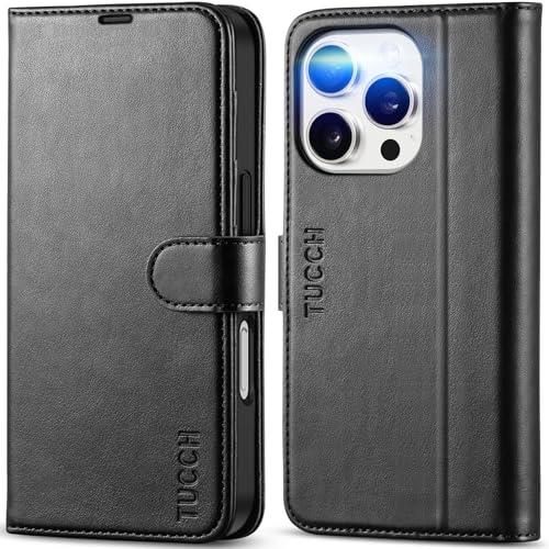 TUCCH iphone16 Pro 対応 ケース 手帳型 iphone16プロ手帳型ケース [RFIDブロッキング] カードポケット付き 横置きスタンド機能 衝撃吸収 全面保護 PU合皮 TPU素材 マグネット式 アイホン16プロケース (2024年発売 アイフォン16プロ 5G 6.3インチ 対応) ブラック