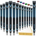 SAPLIZE 高性能ゴルフ用ラバーグリップ、高衝撃吸収、非滑り、15本のテープを含む13本のグリップ、中サイズ、青