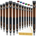 SAPLIZE 高性能ゴルフ用ラバーグリップ、高衝撃吸収、非滑り、15本のテープを含む13本のグリップ、標準サイズ、オレンジ