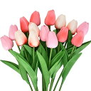造花 チューリップ ピンク チューリップ 花束 造花 アートフラワー リアルタッチ チューリップ 花瓶 造花 チューリップ 装飾用 お祝いに 結婚式 誕生日 卒...