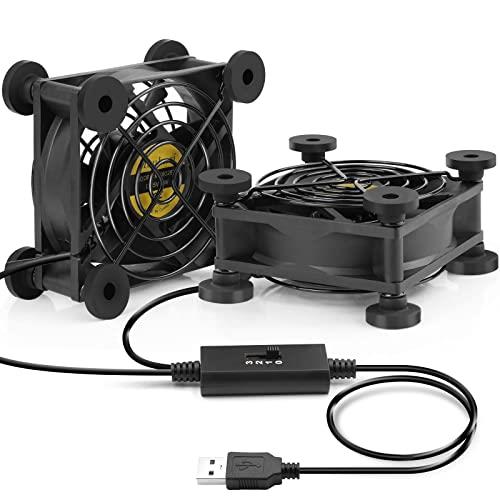 Mauknci USBファン 8cm 静音 冷却ファン 強力 防振ゴム足搭載 5V USB 扇風機 小型 冷却クーラー ミニフ..