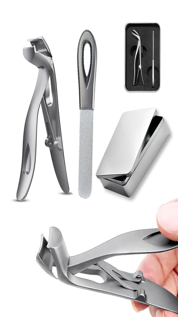 【雲見】 爪切り 足用 厚い爪 巻き爪 ニッパー 湾曲 ステンレス鋼 飛び散りを防止し、鋭い切れ味 収納ケース＆爪やすり付き 手足両用 ..