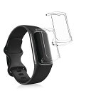 kwmobile 2x ケース Fitbit Charge 6 / Charge 5対応 カバー - フルカバー シリコン 耐衝撃 全体保護 透明(2)
