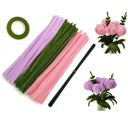 siawadeky 手芸モール カラーモール 300本 手作り チューリップ 花束 手作りキット 工作モール ぬいぐるみ造花 造形材料 曲げ可能 誕生日 母の日...