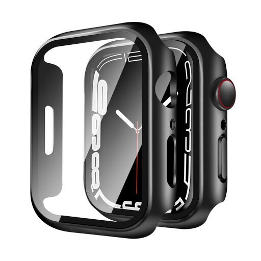 YUGYUG for Apple Watch Series 9/8/7 45mm ケース アップルウォッチ9/8/7 45mm ケース PC素材 アップルウォッチ カバー ガラスフィルム 一体型 日本旭硝子材 二重構造 Apple Watch カバー 全面保護 強化ガラス キズ防止(45mm,ブラック) YUGYUG for Apple Watch Series 9/8/7 45mm ケース アップルウォッチ9/8/7 45mm ケース PC素材 アップルウォッチ カバー ガラスフィルム 一体型 日本旭硝子材 二重構造 Apple Watch カバー 全面保護 強化ガラス キズ防止(45mm,ブラック)