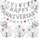 BTZO アニバーサリー バルーン 風船 HAPPY ANNIVERSARY バルーン I LOVE YOU ガーランド アニバーサリー 飾り 記念日 飾り付け 告白 バレンタイン サプライズ デコレーション パーティー 誕生日 結婚式 おしゃれ お祝い シルバー セット