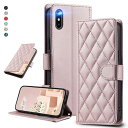 UnivoColors iPhone Xs、iPhone X キルティングレザー調 手帳型ケース エレガント 高質PU マグネット開閉式 カード収納機能 スタンド機能 液晶全面保護 レンズ保護 ストラップ付属(ゴールドピンク)