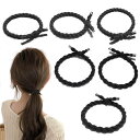 Fuyunohi ヘアゴム 黒 6本セット 髪ゴム 大人 輪ゴム お団子 跡がつかないヘアゴム おしゃれ ヘアアクセ 女性 アクセサリー 金具付き 韓国風 髪 ...