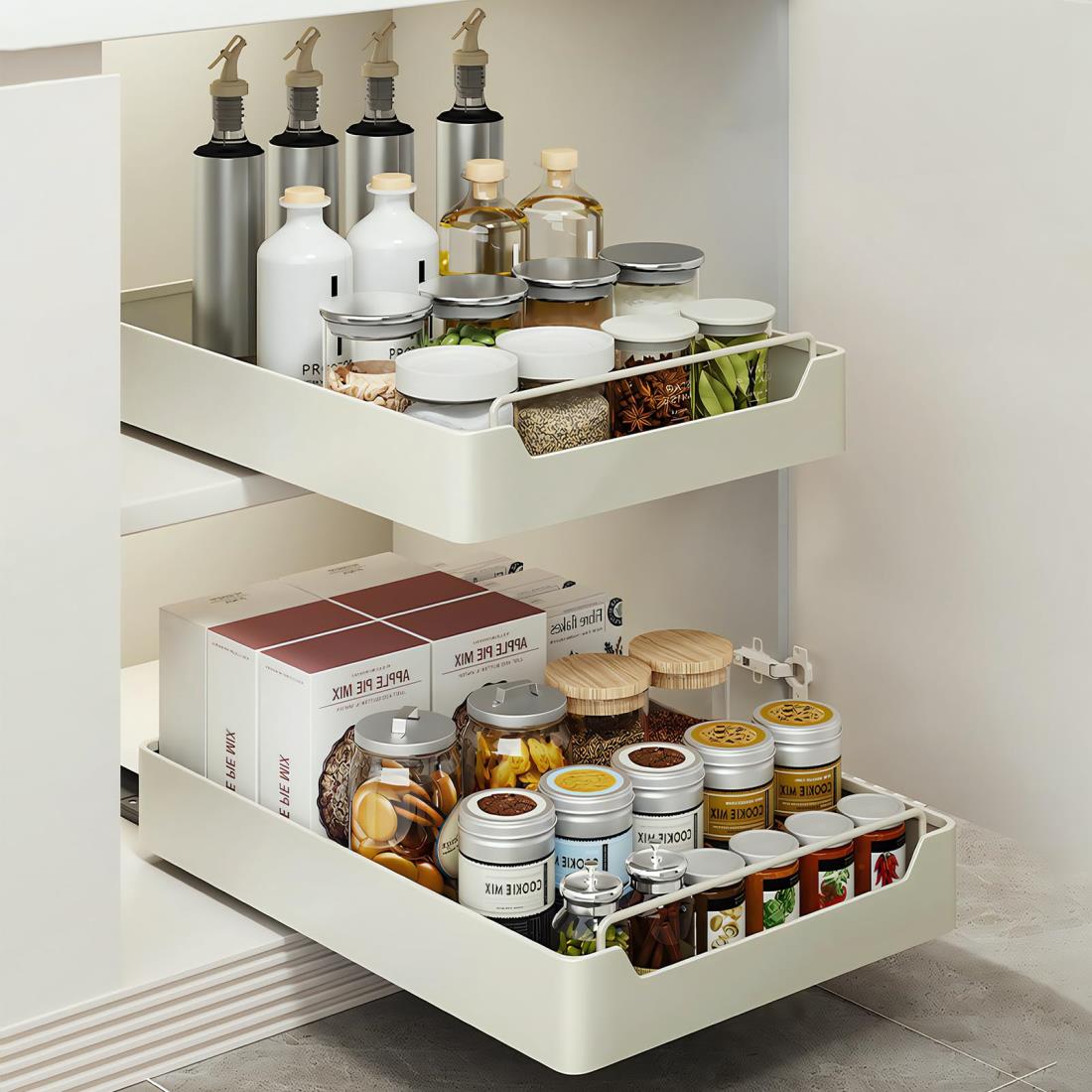 yazi シンク下収納 スライド ラック キッチン収納 引き出し 穴開け不要 スライドレール付き スリム シ..