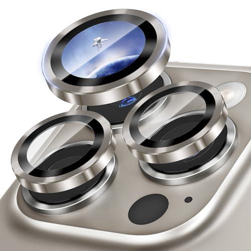 Suoman for iPhone 16 Pro/16 Pro Maxカメラレンズ保護カバー アイフォン16プロ/プロマックスカメラレンズ保護フィルム 9H強化ガラス+アルミフレームのカメラレンズフィルムfor iPhone 16 Pro/16 Pro Max -チタン色