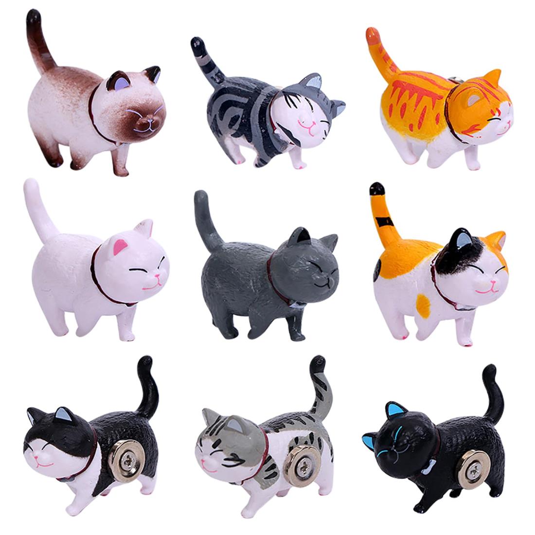 【AAGWW】かわいい猫 飾り 磁気冷蔵庫貼り 冷蔵庫マグネット 猫9匹セット 3D立体 ヘッドが回転可能 冷..