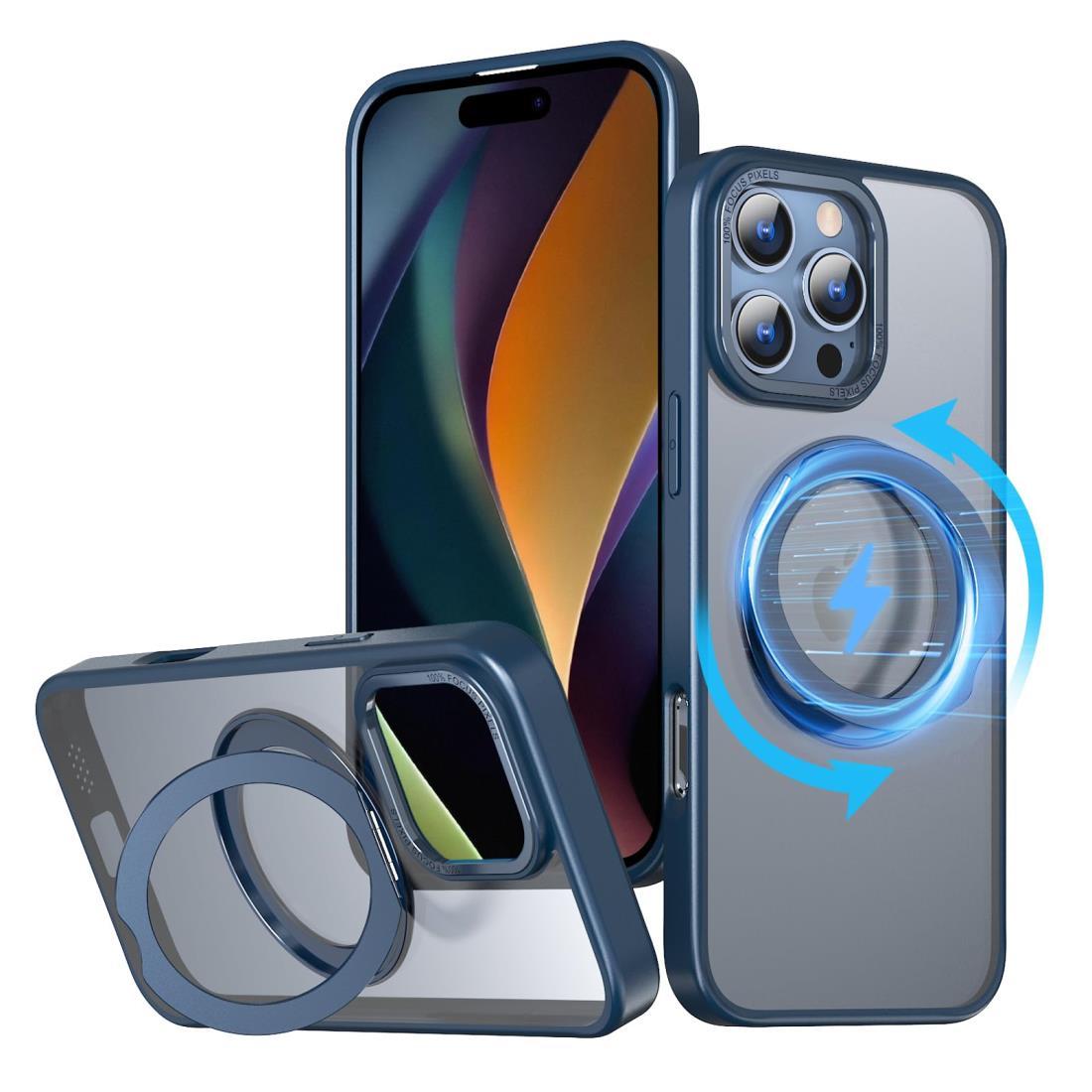 KWATUNG ケース iphone 16 pro 用 ケース magsafe対応 ワイヤ レス充電 iphone16pro 用ケース 耐衝撃 いphone16pro 用ケース 360°回転スタンド 縦横両対応 アイフォン16プロ用ケース マグネット搭載 アイフォン16pro 用ケース 防指紋 米軍MIL規格 iphone16プロ 用ケース 6.3