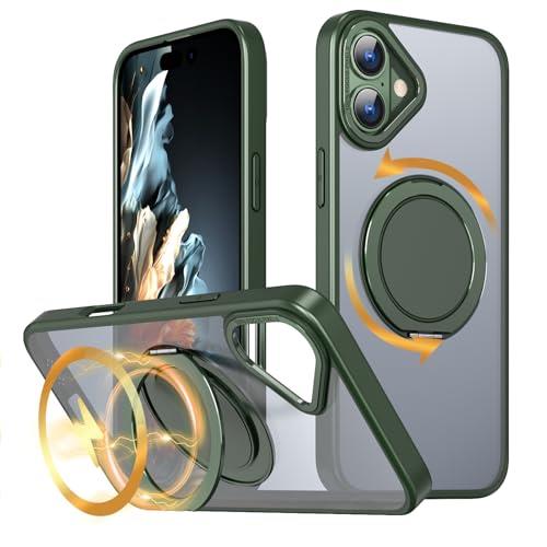 KWATUNG ケース iphone 16 plus 対応 ケース magsafe対応 360°回転スタンド いphone16plus 用 ケース magsafeリング ワイヤレ ス充電対応 iphone16プラス用ケース 指紋防止 アイフォン16プラス 用ケース マグネット搭載 耐衝撃 米軍MIL規格 スマホケース iphone 16Plus用 マ