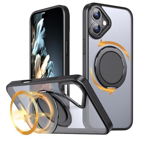 KWATUNG ケース iphone 16 plus 対応 ケース magsafe対応 360°回転スタンド いphone16plus 用 ケース magsafeリング ワイ ヤレス充電対応 iphone16プラス用ケース 指紋防止 アイフォン16プラス 用ケース マグネット搭載 耐衝撃 米軍MIL規格 スマホケース iphone 16Plus用 マ