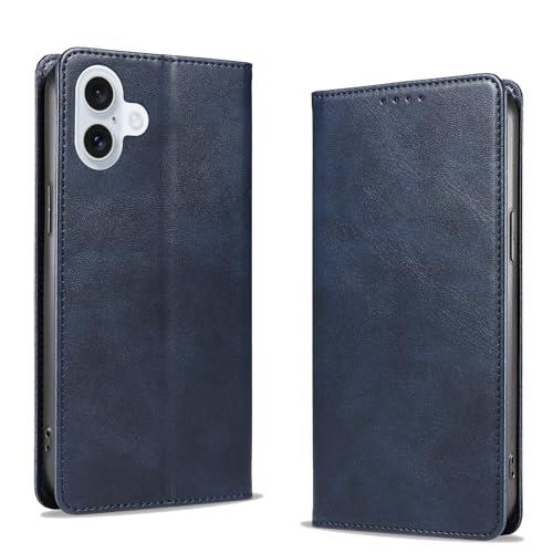 【KWATUNG】iphone 16 ケース 手帳型 PUレザー アイフォン16ケース 手帳型 軽量 薄型 マグネット式 iphone16ケース手帳型 カード収納 スタンド機能 iphone 16 手帳型 ケース 衝撃吸収 落ち着いた色 iphone 16 スマホケース アイフォン16手帳型ケース 放熱性 折りたたみ【ブル