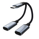 ALLVD【2in1】 タイプCイヤホン変換ケーブル Type-CイヤホンジャックUSB C PD急速充電アダプタ 音声通話/音量調節/音楽イヤホン 二股 高耐...