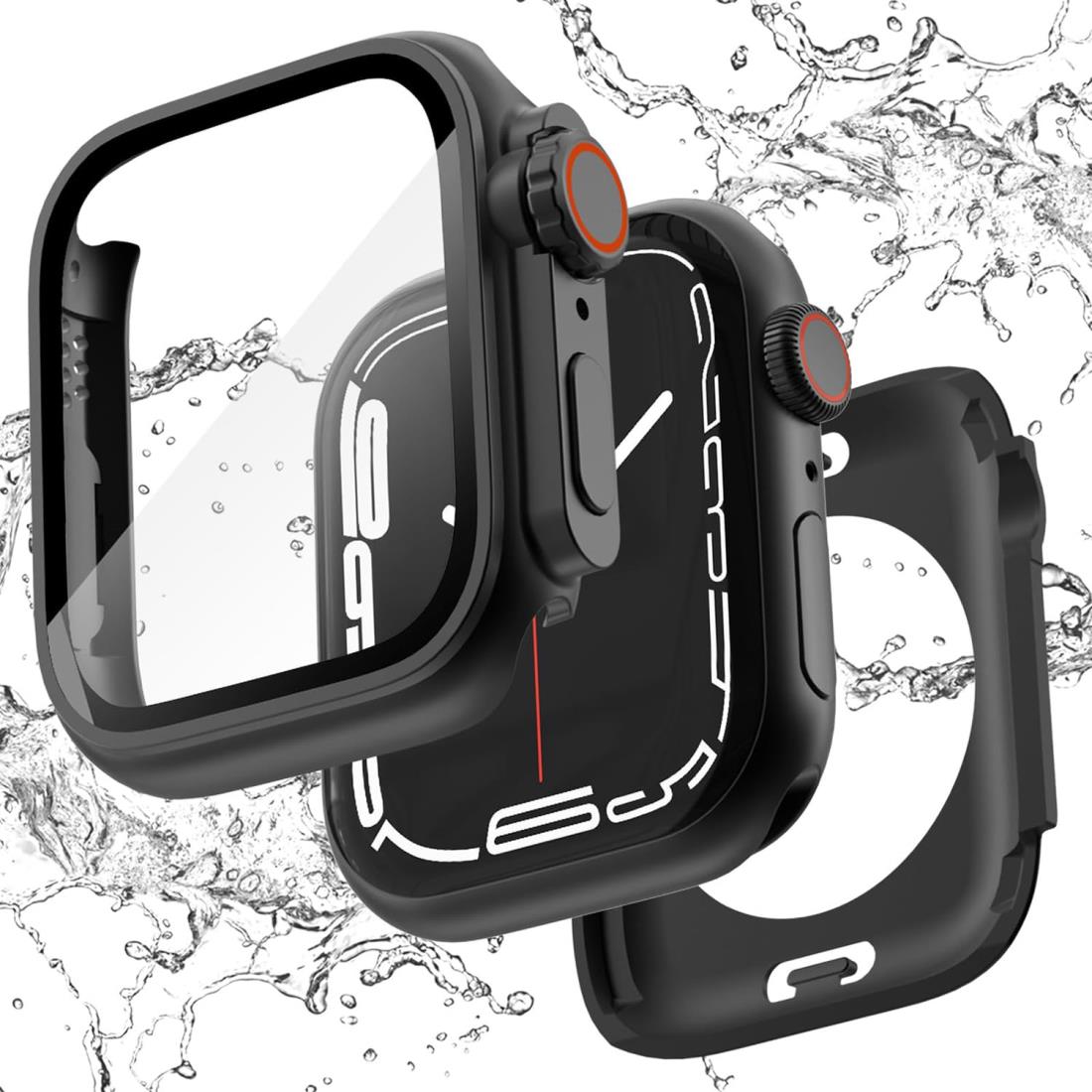 TALENANA for Apple Watchケース 45mm/44mm/41mm/40mm 瞬時にApple Watch Ultraに変身する 防水 series 8/7/SE/6/5/4 液晶保護フィルム+保護ケース+背面ケースの3 in 1デザイン 一体型 全面保護 液晶保護 防傷 耐衝撃 高透過率 （Series 6/SE/5/4、40mm、ブラック）