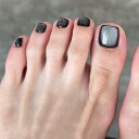 THCEVRLA ネイルチップ -黒 足 りネイルチップ ショートク,キャッツアイ マグネット おしゃれ 付け爪ゲル化,ツールキットが付属しています,24枚入