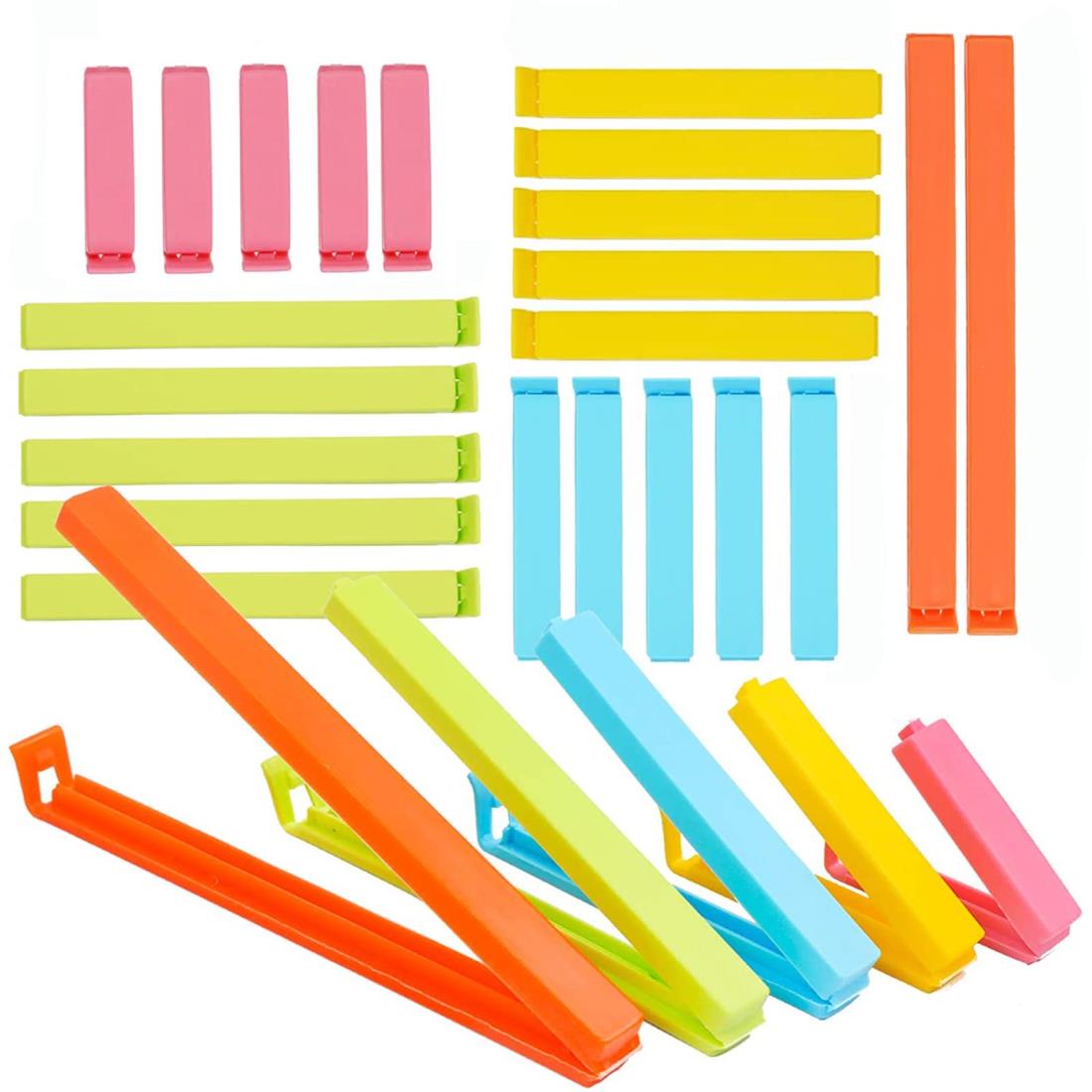 サムコス 便利な袋止めクリップ キッチンクリップ 冷蔵庫袋 保存クリップ お菓子の湿気防止 食材保存 防水防湿 クリップ 5サイズ 27個セット 耐久性クリップ 簡単にロック（ランダムカラー）