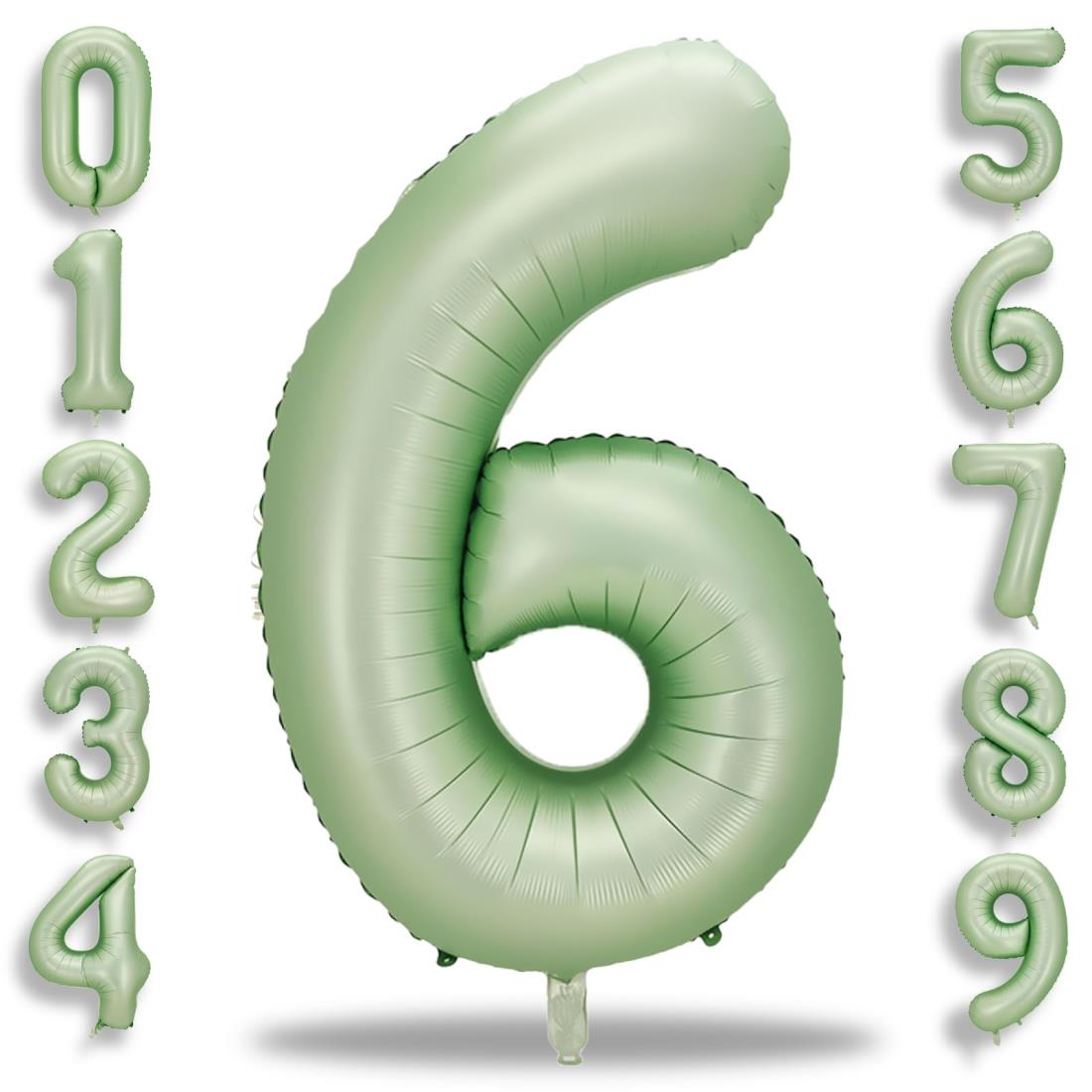 アボカドグリーン 数字バルーン 数字6 大きい 誕生日 飾り付け 風船 40インチ 約90cm バースデーバルー..