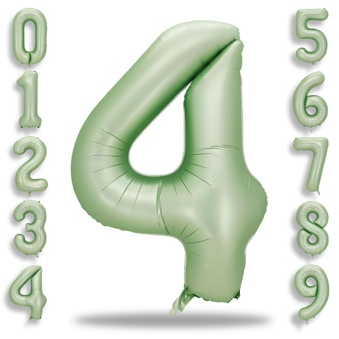 アボカドグリーン 数字バルーン 数字4 大きい 誕生日 飾り付け 風船 40インチ 約90cm バースデーバルー..