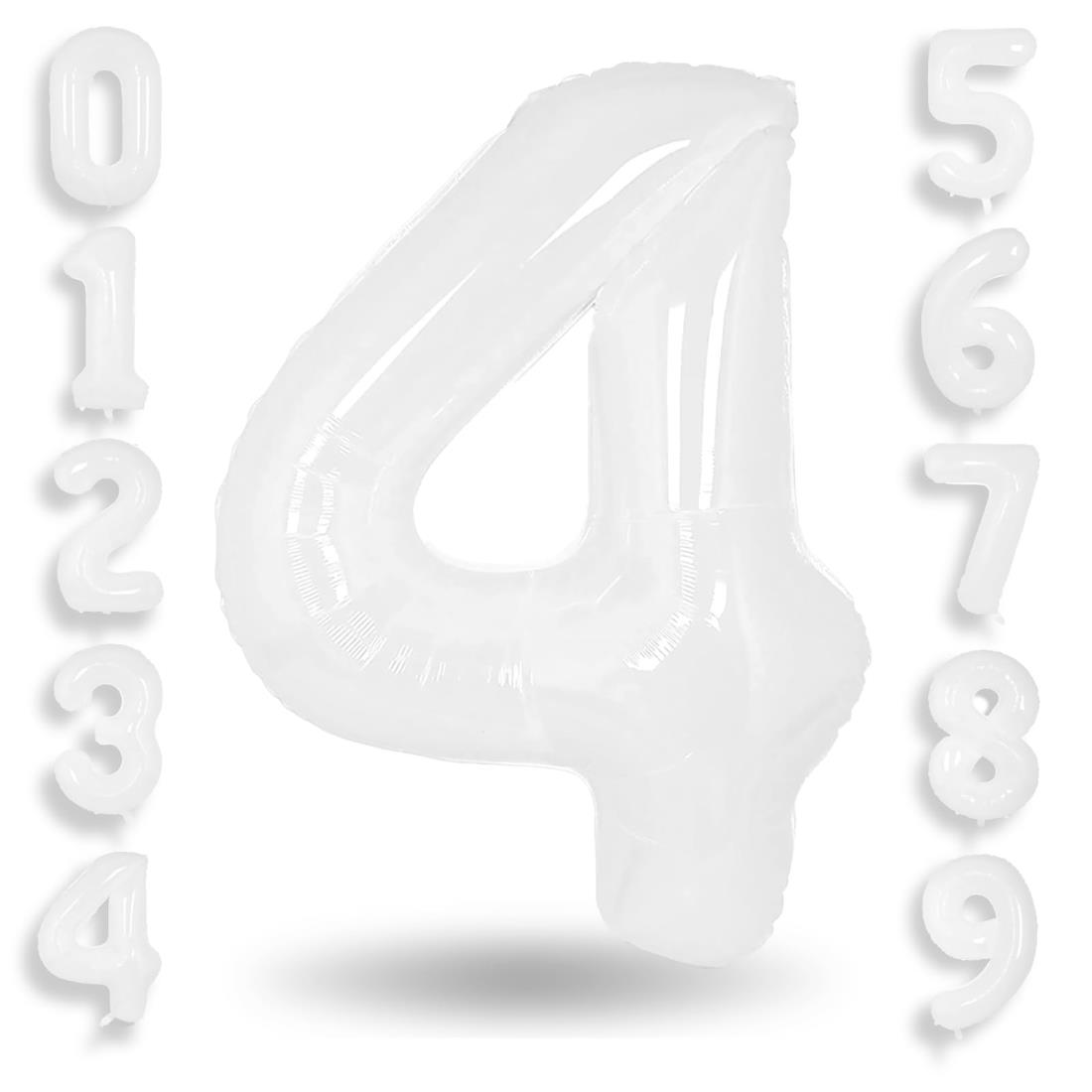 白い 数字バルーン 数字4 ナンバー 風船 大きい 40インチ 約90cm 誕生日 バルーン バースデー パーティー 飾り付け ウェディング 記念日 デコレーション Ptyceler