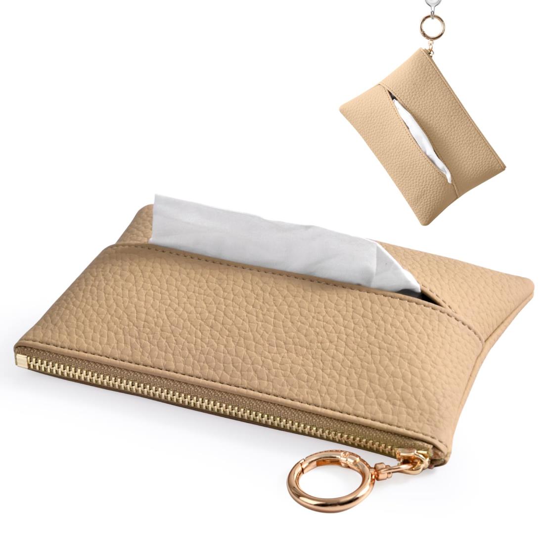 Tonriga ポケットティッシュケース 2WAY収納（ティッシュ+小物） ソフト防水PU 車内/登山用 15×10.5cm ..