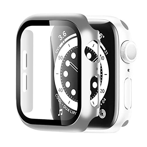 【2024強化モデル】BELIYO 対応 アップルウォッチ カバー 46mm Apple Watch Series 10 46mm ケース アップルウォッチ10 ケース 46mm 強化ガラス 日本旭硝子材 キズ防止 Apple Watch カバー PC素材 一体型 二重構造(46mm，シルバー)