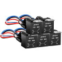 Kiligen 5個 JD1912 4極リレー車用 DC12V 40A 12AWG ハーネス付き カーリレーSPSTリレーソケットプラグ 自動車およびトラックバン用(2)