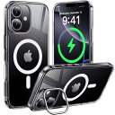 【新形態!スタンド使いながら充電OK】CASEKOO iPhone 16 用 ケース クリア 隠しスタンド付き 黄変防止 透明感高い Magsafe対応 耐衝撃 傷防止 軽量 磁力強い 滑り止め レンズ保護 フィルム干渉なし ワイヤ レス充電 ストラップホール付き いphone16 用 ケース Lens Stand(