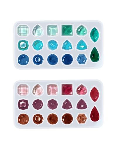 サムコス シリコンモールド レジン 宝石 立体 3D シリコン型 ジュエリー パーツ DIY 手芸 uvレジン ピアス イヤリング ネックレス ペンダント キーホルダー アクセサリー パーツ 作成 半透明 ドロップ 半円 半球 水滴 丸 球体 長方形 正方形 四角 抜き型 キット 道具（2個セ