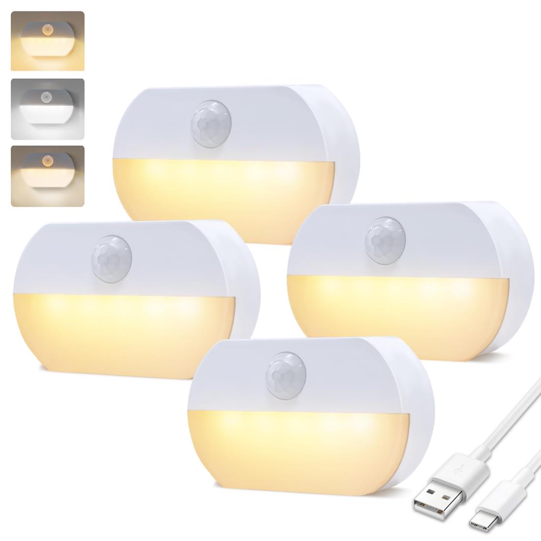 AmmToo センサーライト 人感 室内 USB充電式 常夜灯 足元ライト Led フットライト 人感センサー 照明 O..