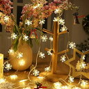 LIHAO クリスマスツリー ライト led クリスマス 飾り 6m 40球 イルミネーションライト 電池式 電飾 カーテンライト 雪の結晶 雪花 ガーデンライト クリスマス オーナメント デコレーション 飾り付け 装飾 LEDストリングライト 電球色 クリスマスライト ツリーライト