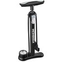 【全バルブ対応】MOHEGIA 自転車 空気入れ 160PSI 圧力計付き:仏式 米式 英式バルブ対応 フロアポンプ - 軽量 コンパクト ボール/浮き輪用 - ブラック