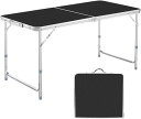 Taimonik アウトドア 折りたたみ テーブル 120cm キャンプ テーブル 高さ3段階調整可能 組立不要 折り畳み 軽量 携帯便利 コンパクト 収納 ピクニック レジャー キャンプ用 LK (黒)