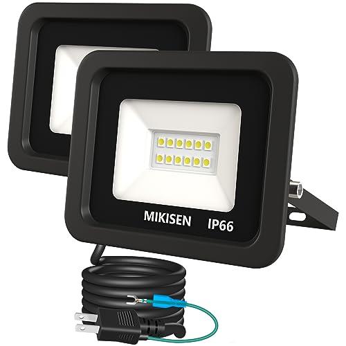 MIKISEN led 投光器 作業灯 看板灯 10w 昼光色 1200LM 6500K 100w相当 1.8コード IP66防水 アース端子..