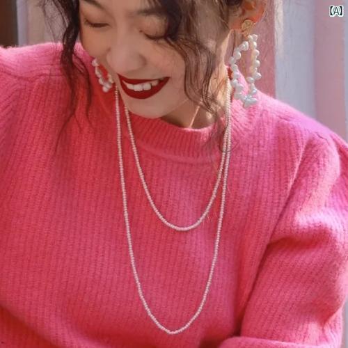 レディース　ファッション　冠婚葬祭 899元 多層 パール セーター チェーン 長い ブライダル ネックレ..