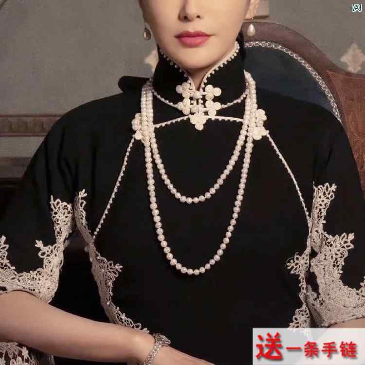 レディース　ファッション　冠婚葬祭 ロング チョーカー パールネックレス 多層 構造 マザーズ アクセ..