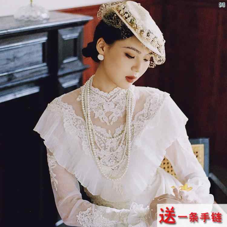 レディース　ファッション　冠婚葬祭 多層 パールネックレス ヴィンテージ ロング チャイナ ドレス 組..