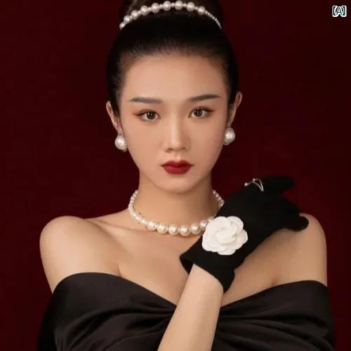 レディース　ファッション　冠婚葬祭 大きい パールネックレス ヴィンテージ チョーカー 鎖骨 セーター..