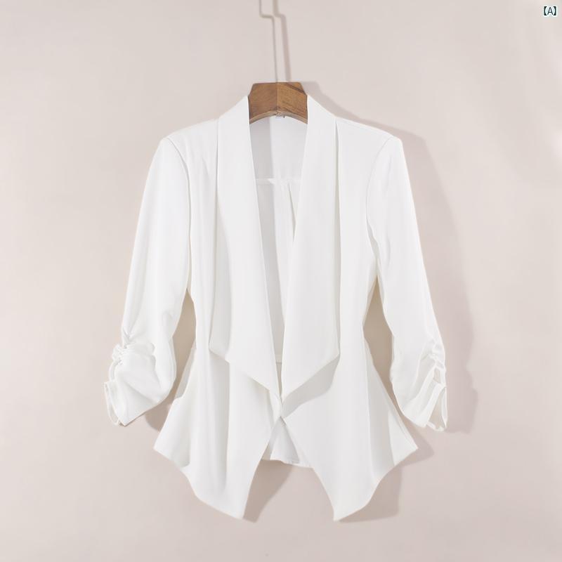 レディース　ファッション　冠婚葬祭 サマー ショート ブレザージャケット 薄手 ドレープ エレガント ..