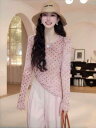 レディース 春コーデ 夏コーデ ファッション メーデー 衣装 2025 年 夏 ファッション トレンド 水玉 模様 長袖 日焼け 止め Tシャツ カジュアルパンツスーツ 完全 セット