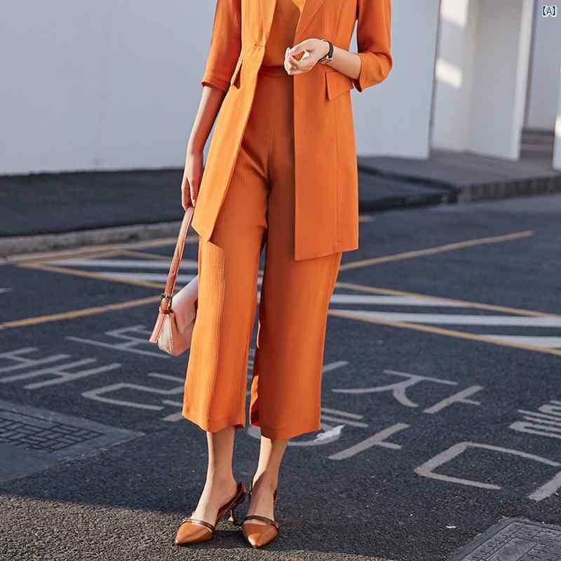 レディース　ファッション　冠婚葬祭 夏用 シフォン ジャケット 薄手 カジュアル ブレザー セット 韓国..