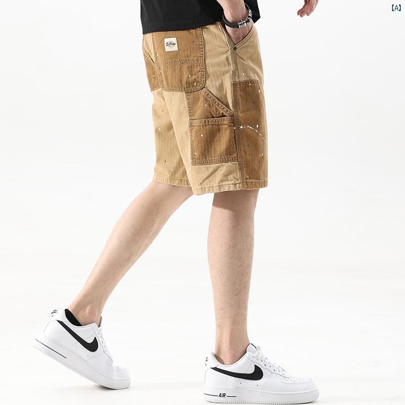 メンズ　春　ユニセックス　秋　夏　コーデ　ファッション アメリカン スタイル ワーク ショーツ メン..