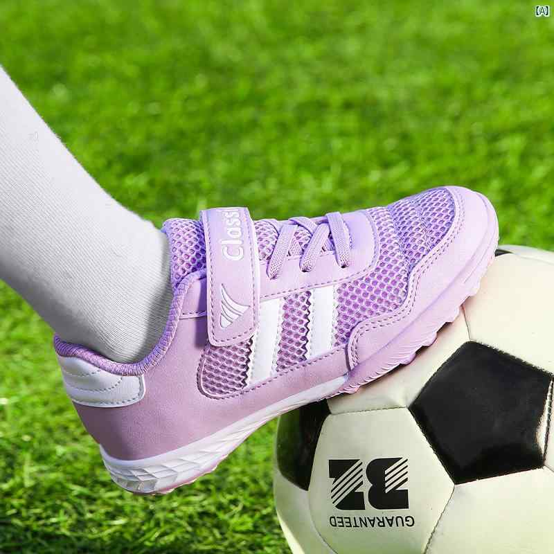 シューズ　夏　春　秋　コーデ　靴 夏 通気性 メッシュ 子供用 サッカー シューズ 男子 ガールズ TF 崩れた 爪 短い プロ 用具 競技
