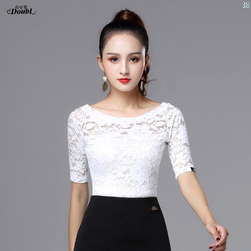 ダンス　衣装　ダンス衣装　オシャレ Danbaoluo レース スクエアダンス トップ ダンス 服 魅惑的 ブラ..